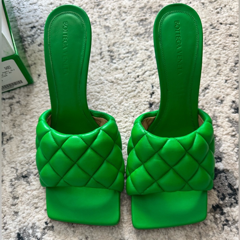 Bottega Veneta Parakeet padded Mule Heels - NWOT